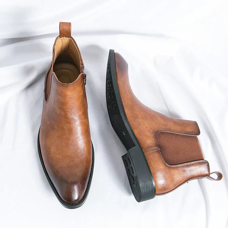 Carlos | Bottes en cuir Chelsea avec fermeture éclair