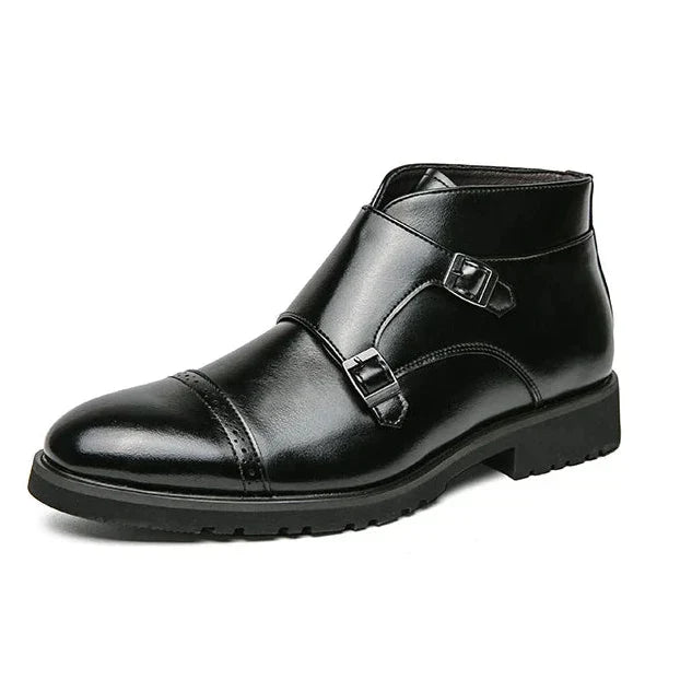 José | Bottine double monk en cuir avec boucles