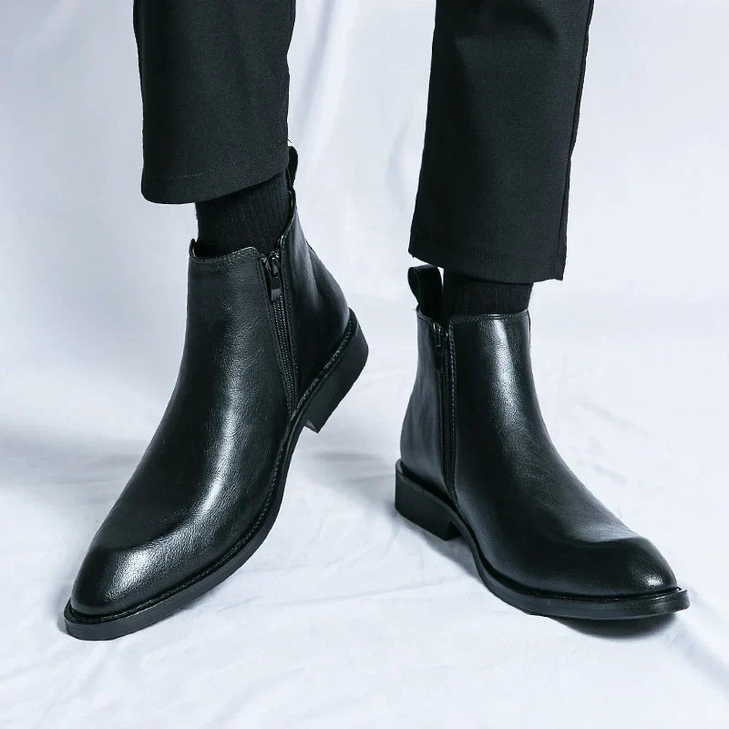 Carlos | Bottes en cuir Chelsea avec fermeture éclair