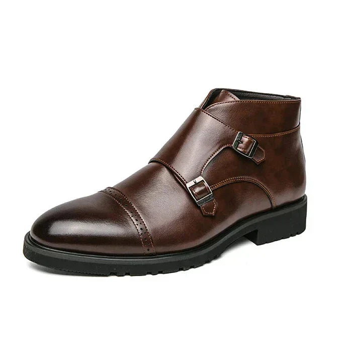 José | Bottine double monk en cuir avec boucles
