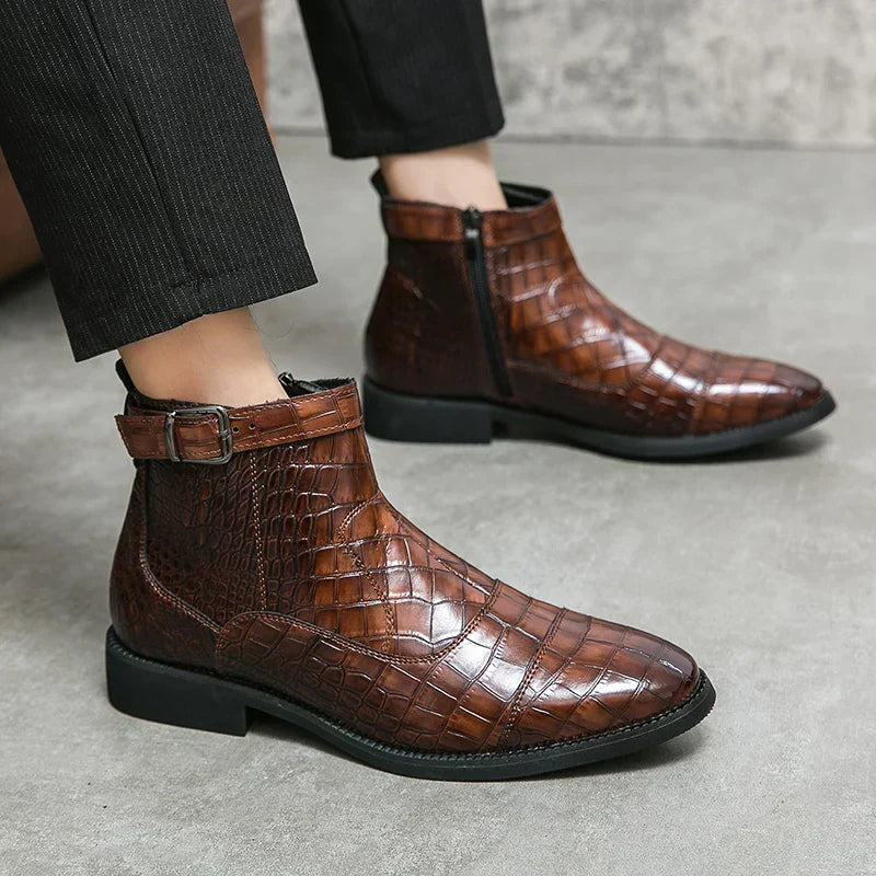 Massimo | Bottines homme à motif crocodile