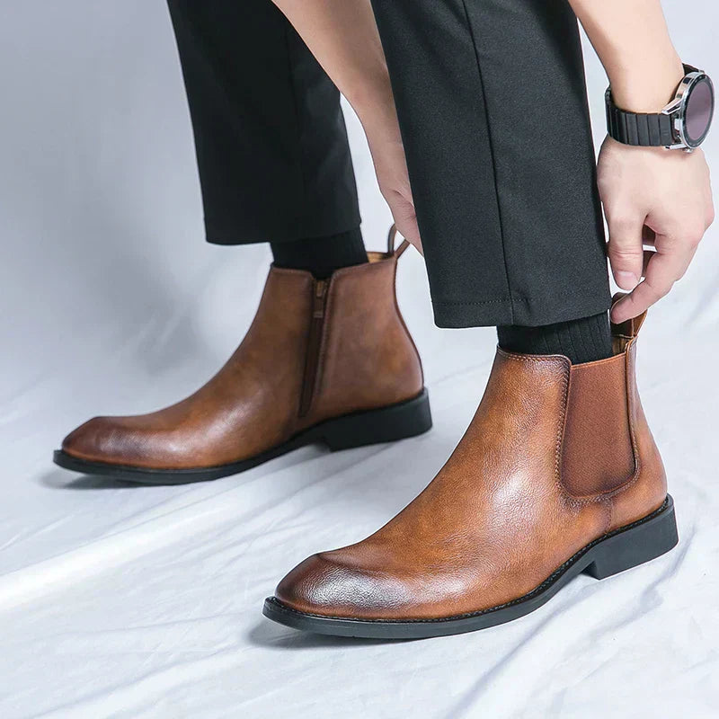 Carlos | Bottes en cuir Chelsea avec fermeture éclair