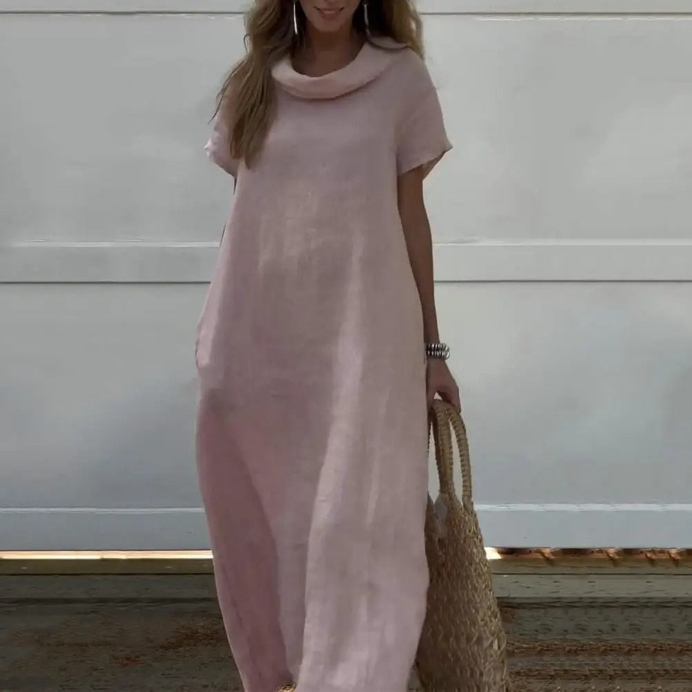 Iona | Robe en effet de lin avec col élégant