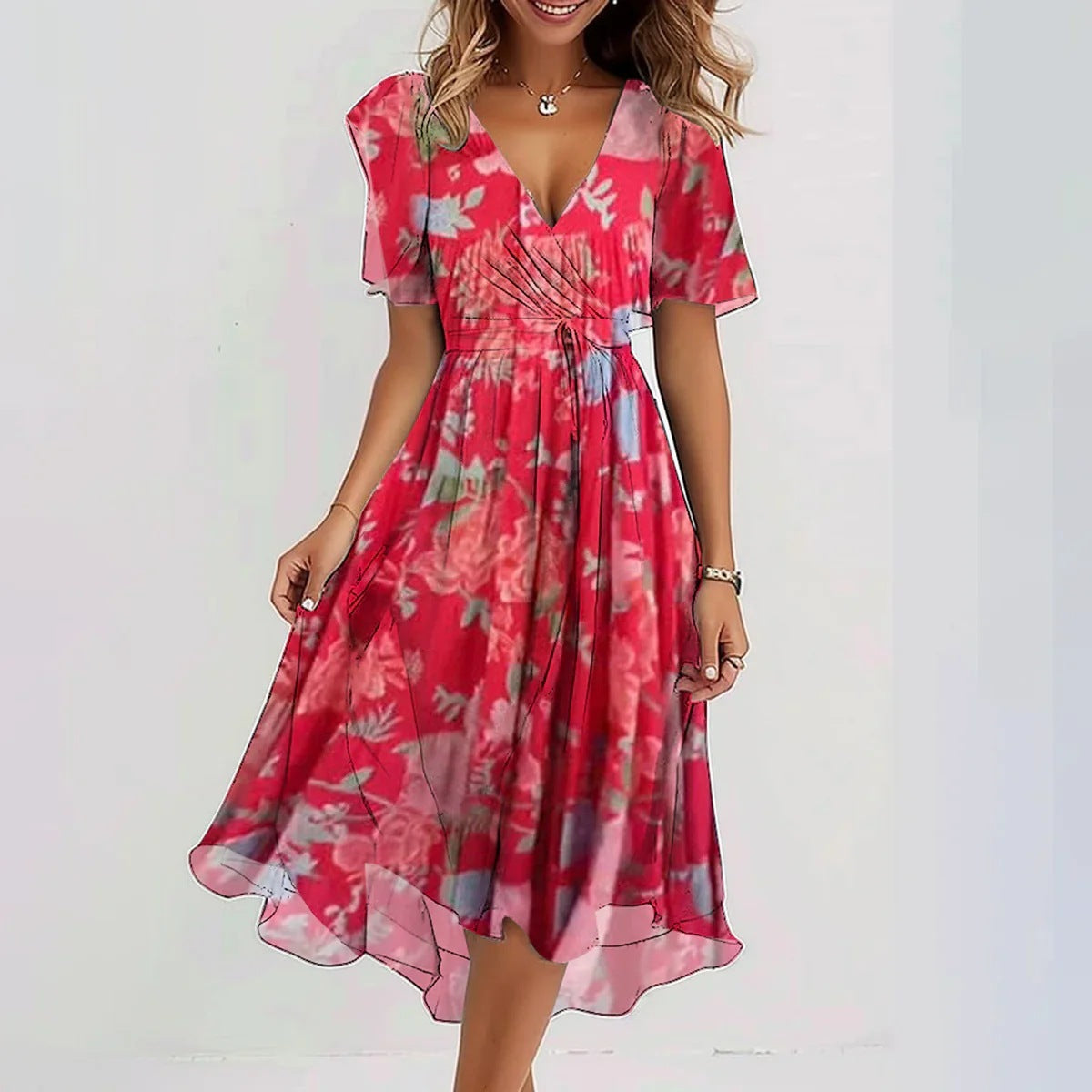 Lina | Élégante Robe à Manches Courtes
