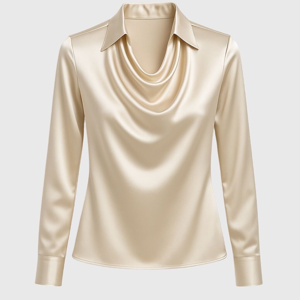Sylvie | Blouse avec brillance luxueuse et col plissé