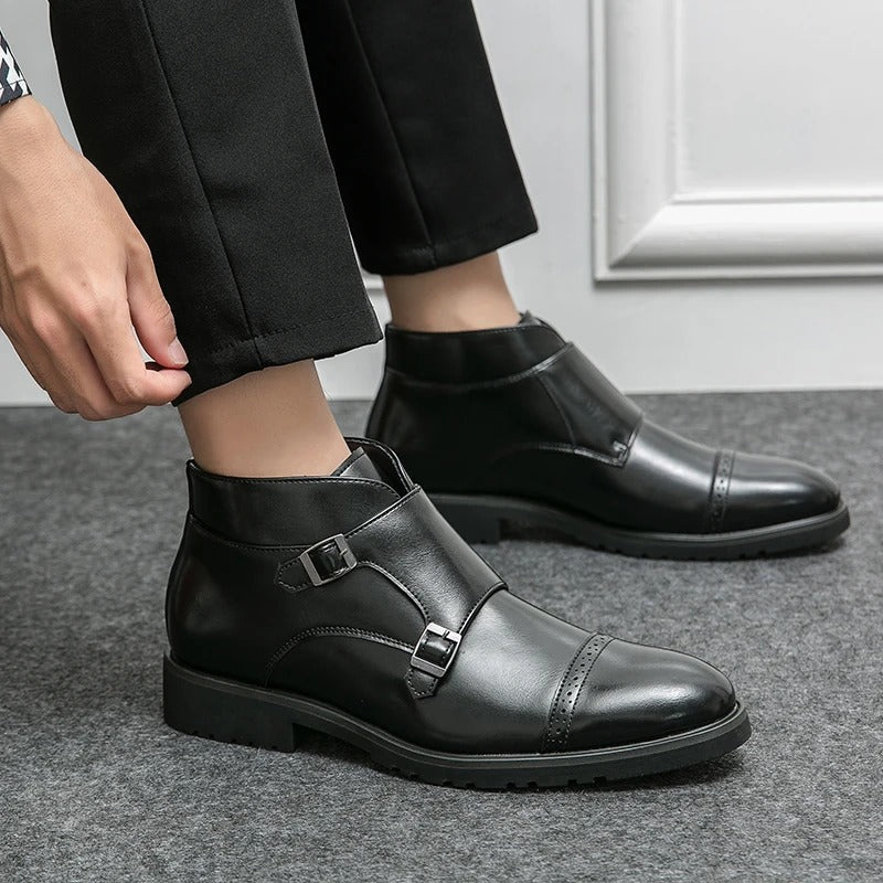 José | Bottine double monk en cuir avec boucles