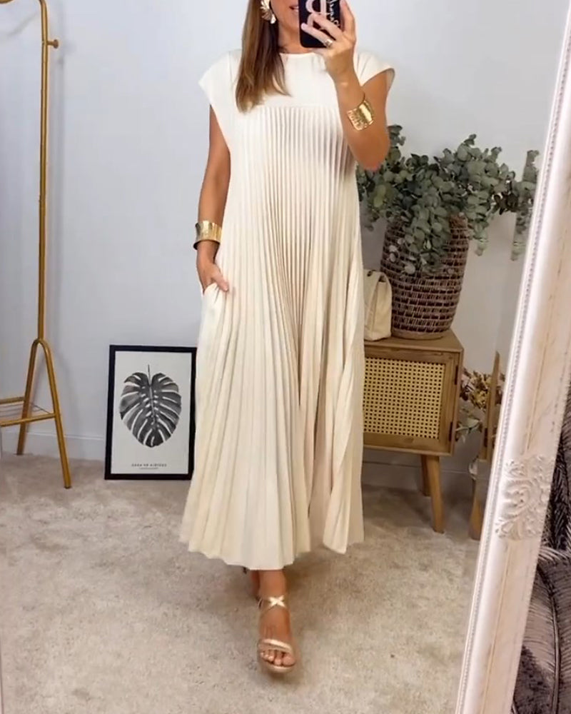 Amada | Robe sans manches plissée