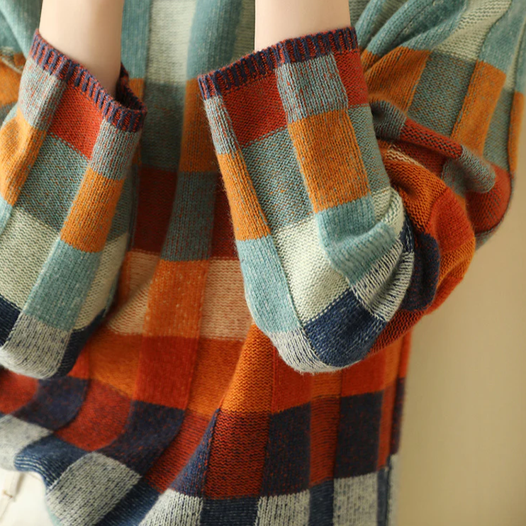 Klara | Pull couture à col montant en patchwork