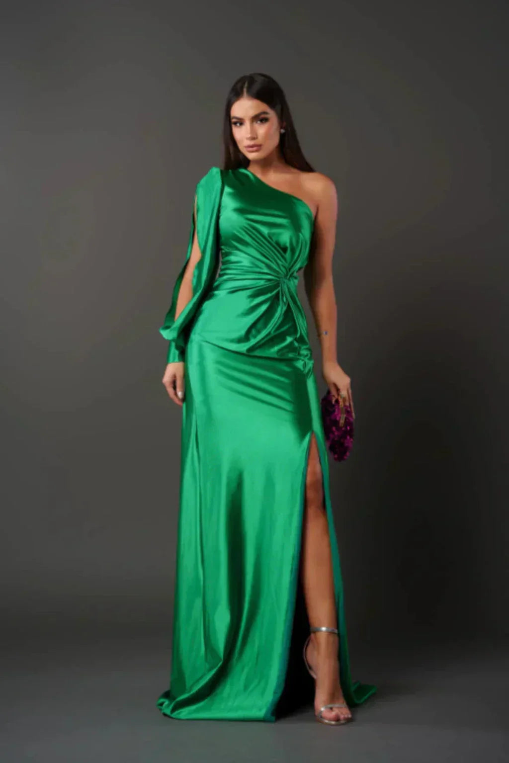 Araceli | Robe satinée à une manche