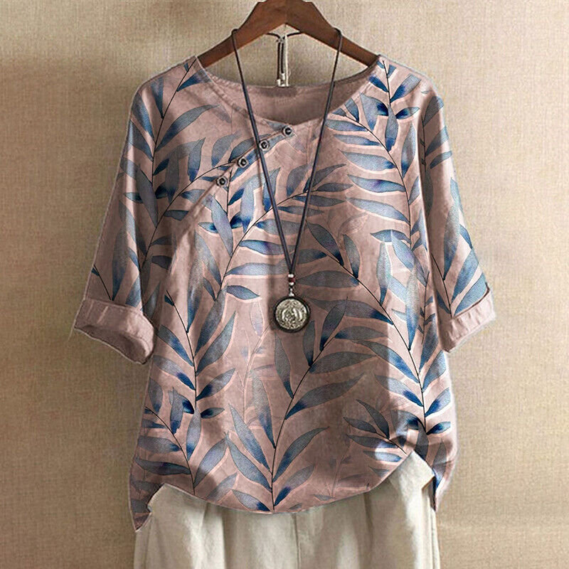 Claudine | Blouse avec détails de boutons et motif de feuilles