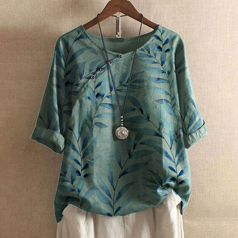 Claudine | Blouse avec détails de boutons et motif de feuilles