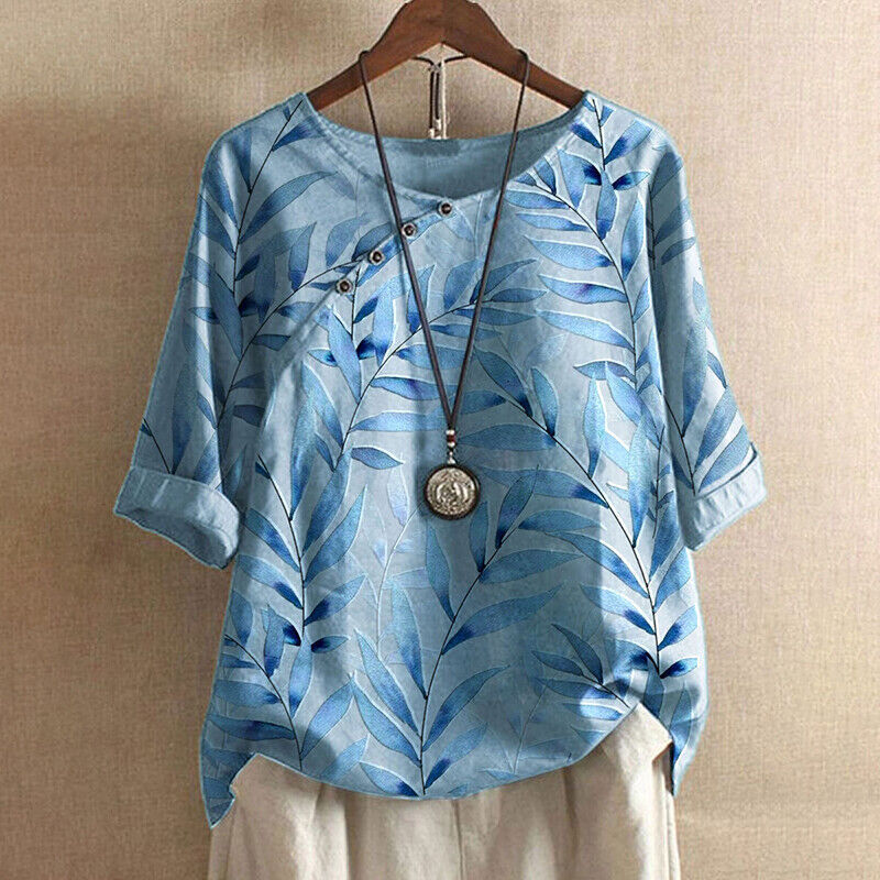 Claudine | Blouse avec détails de boutons et motif de feuilles