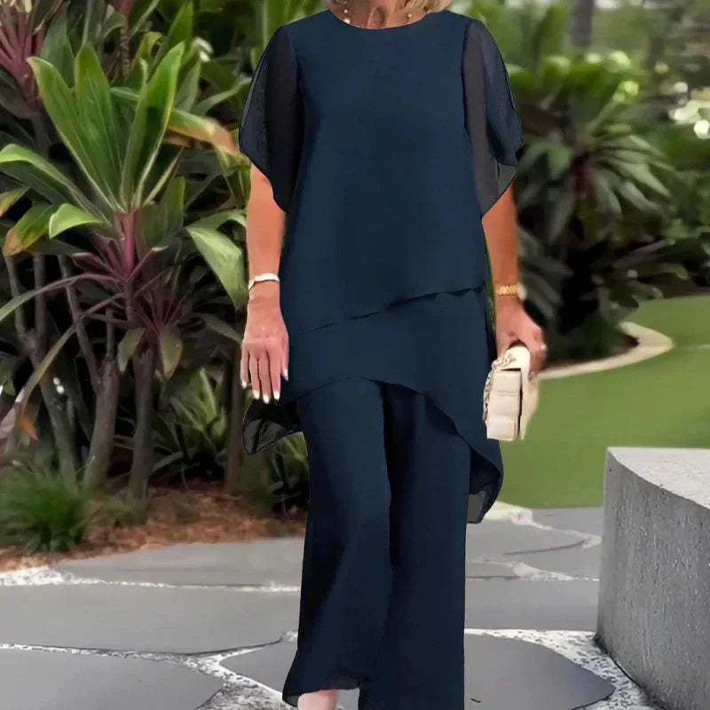 Herlene | Ensemble de haut et pantalons irréguliers élégants